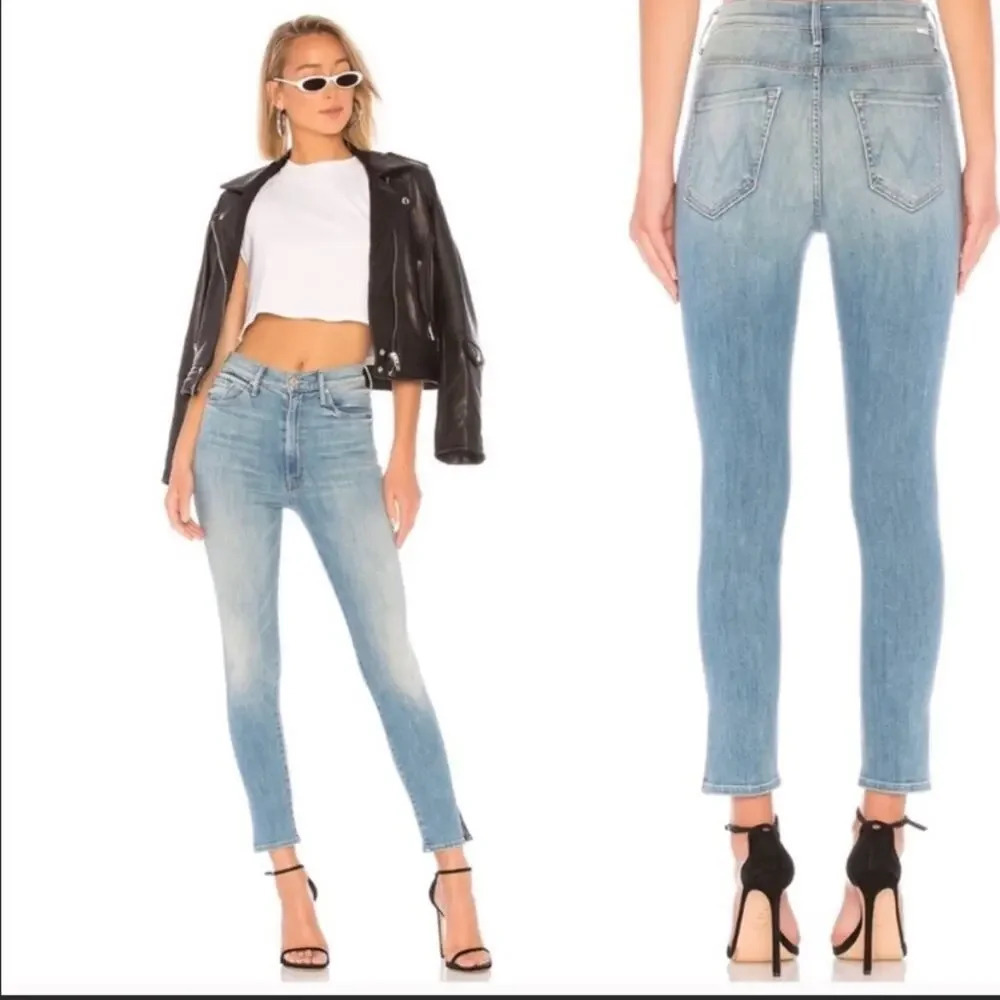 MOTHER The Swooner Ankle Slice Lemonade and Lies Blue Size 24